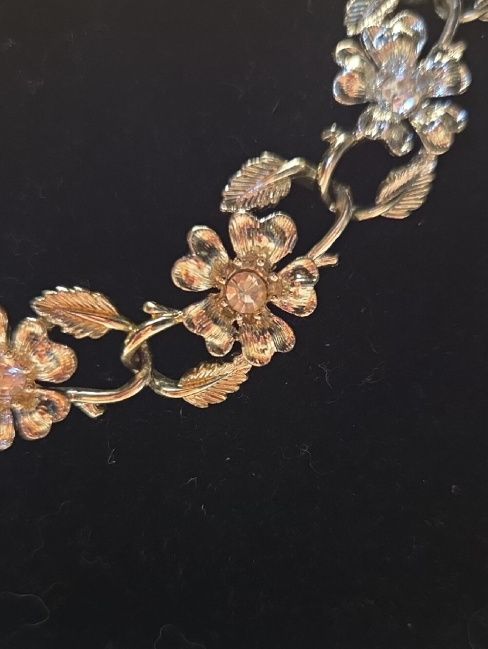 CORO Vintage 1950 Silver Floral Crystal-Link Necklace - Picture 2 of 4